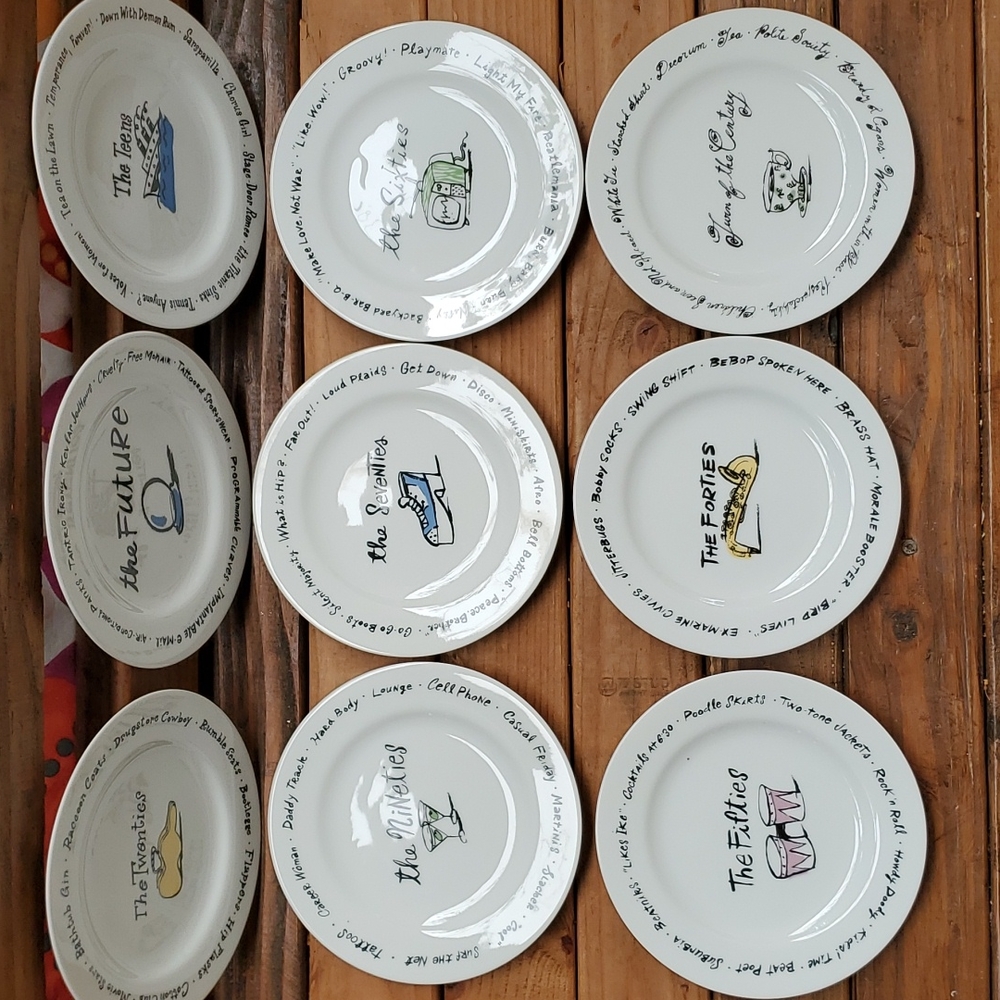 Pottery barn Millennium series decades dessert plates set of 9